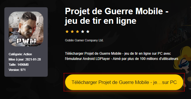 Installer Projet de Guerre Mobile - jeu de tir en ligne sur PC 