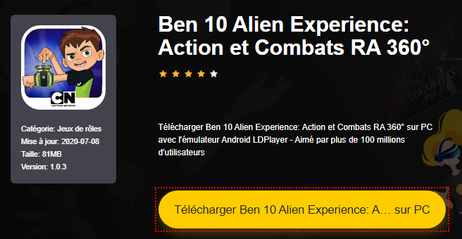 Installer Ben 10 Alien Experience: Action et Combats RA 360° sur PC