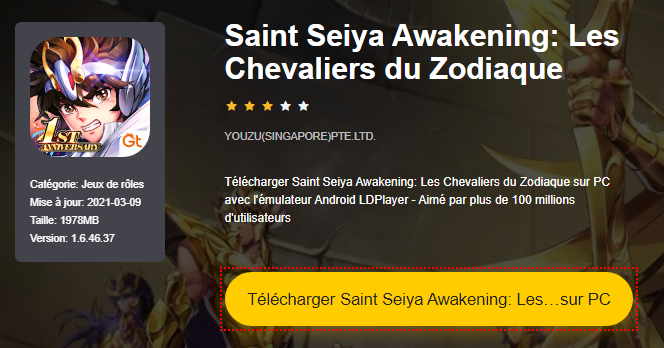 Installer Saint Seiya Awakening: Les Chevaliers du Zodiaque sur PC 