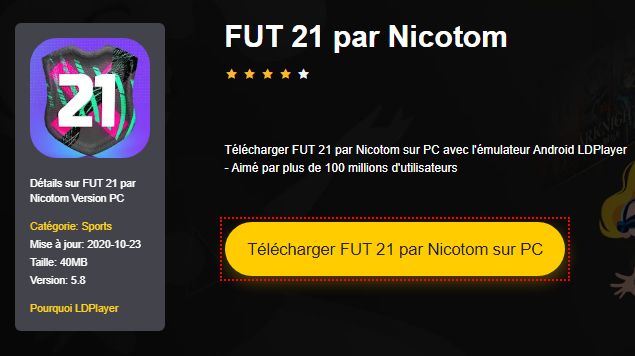 Installer FUT 21 par Nicotom sur PC 