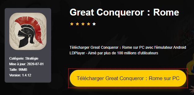 Installer Great Conqueror：Rome sur PC 