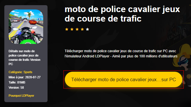 Installer moto de police cavalier jeux de course de trafic sur PC 