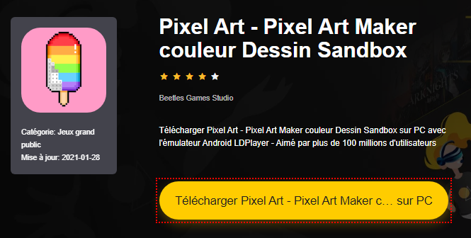 Installer Pixel Art - Pixel Art Maker couleur Dessin Sandbox sur PC 