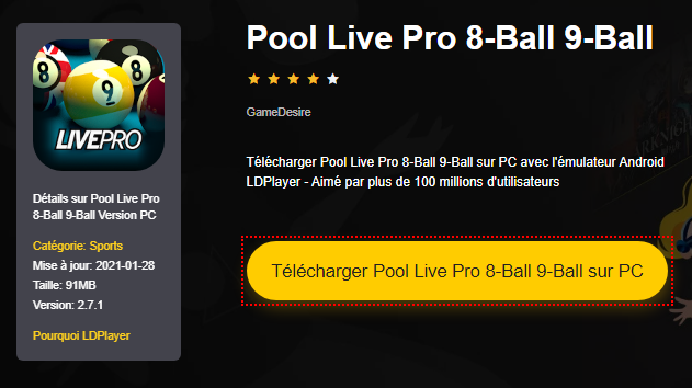 Installer Pool Live Pro 8-Ball 9-Ball sur PC 