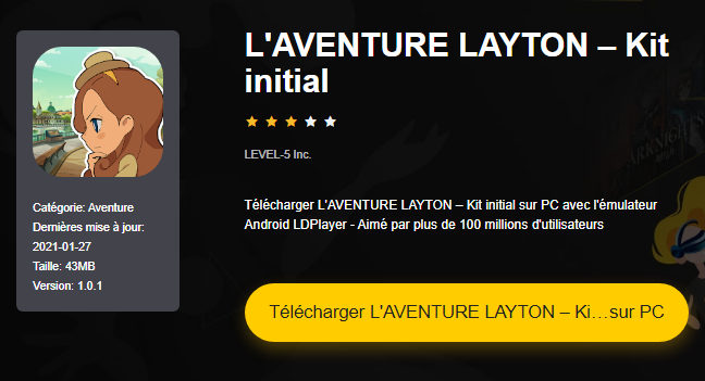 Installer L'AVENTURE LAYTON – Kit initial sur PC 