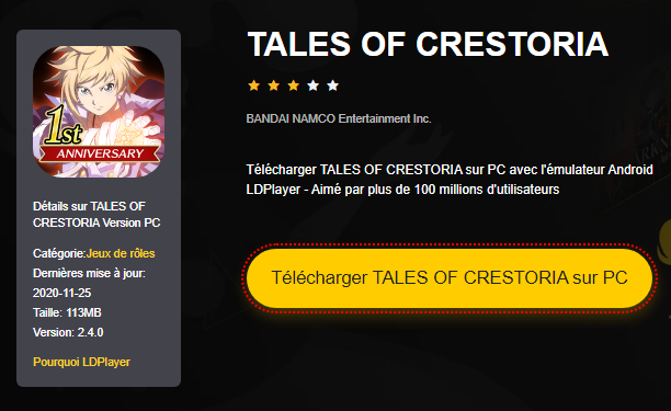 Installer TALES OF CRESTORIA sur PC 