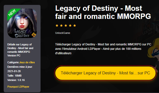 Installer Legacy of Destiny - Most fair and romantic MMORPG sur PC