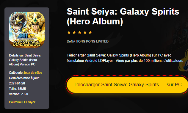 Installer Saint Seiya: Galaxy Spirits sur PC 