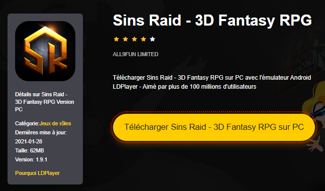 Installer Sins Raid - 3D Fantasy RPG sur PC